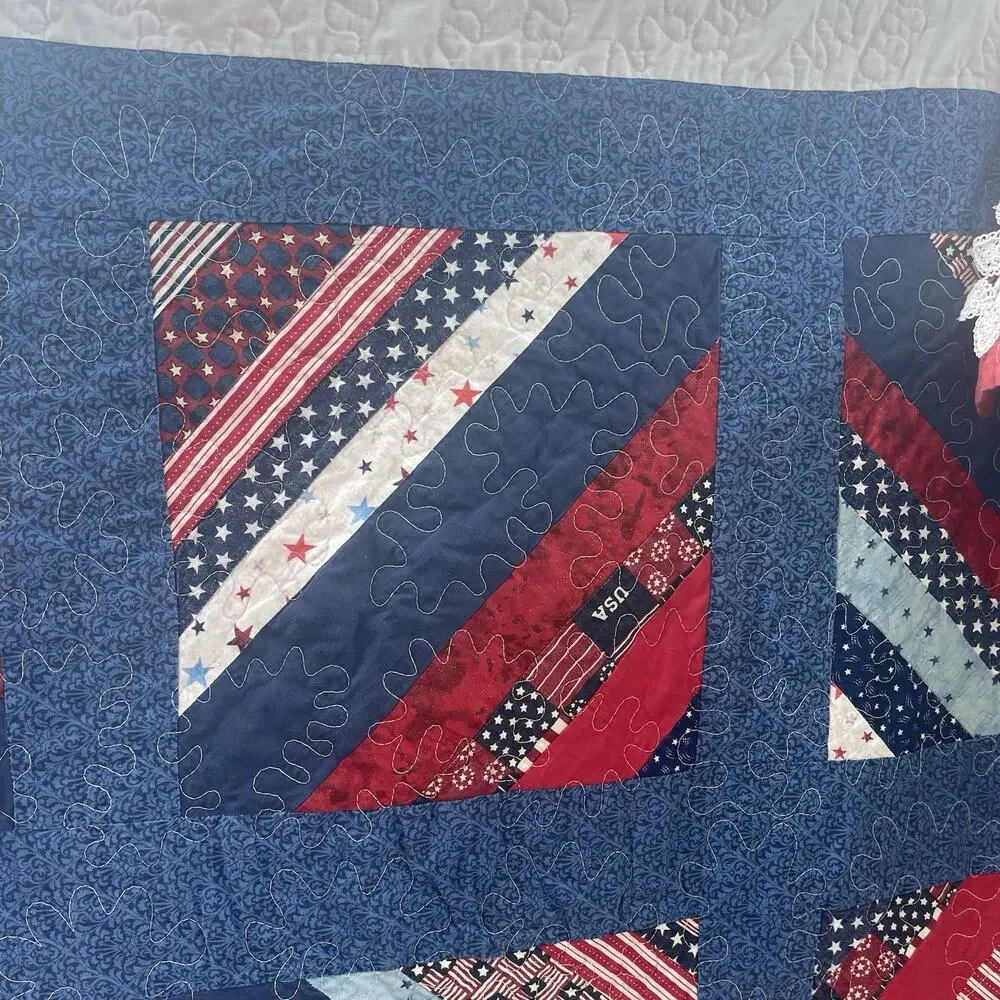 Patriotic Quilt Red, White & Blue Stars and Stripes – 72